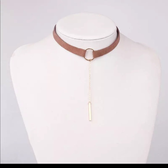 HARLI ✨ vegan suede choker necklace gold bar - Picture 3 of 3